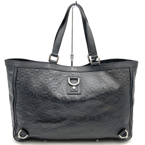 GUCCI Black Leather Horsebit Tote Bag - Picture 1 of 14
